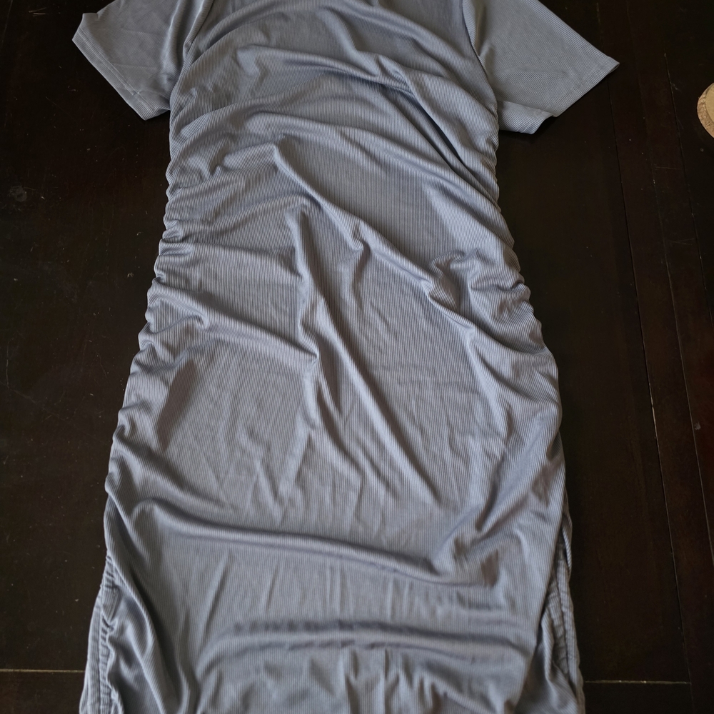 Gray Ruched Midi Dress